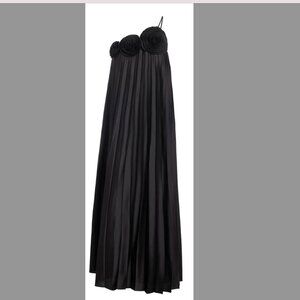 Etcetera Black Pleated Maxi Dress with Rosette Bust